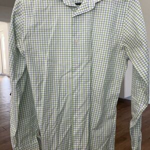 Pronto Uomo Blue and Green Plaid Shirt